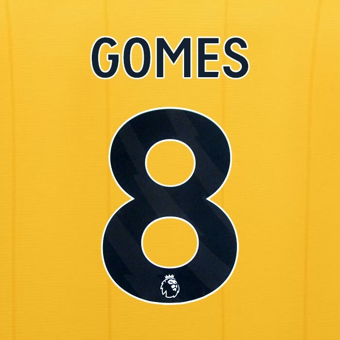 2023 2024 WOLVES HOME BLACK GOMES 8 OFFICIAL PLAYER SIZE NAMESET