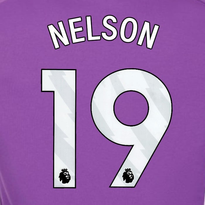 2024 2025 OFFICIAL FULHAM NELSON 19 WHITE 3RD PLAYER SIZE NAMESET