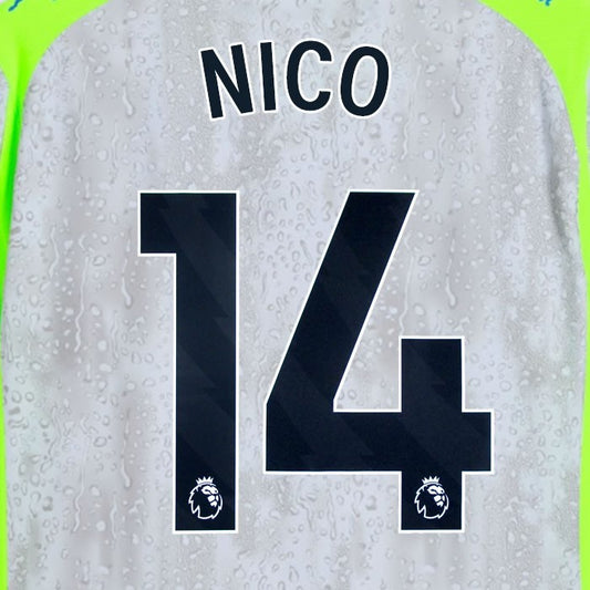 2025 2026 MANCHESTER CITY NICO 14 BLACK 3RD PLAYER SIZE NAME SET