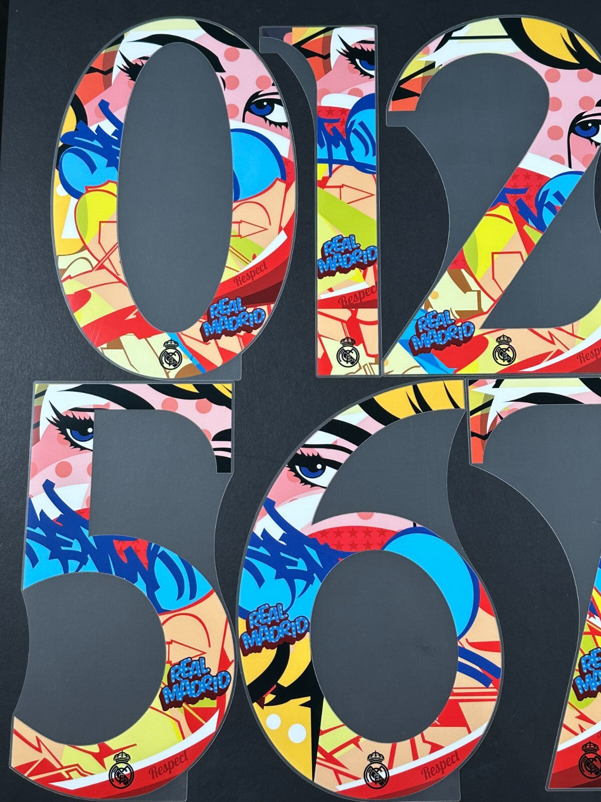 2023 2024 OFFICIAL REAL MADRID SUMMER TOUR RESPECT PLAYER SIZE NUMBER