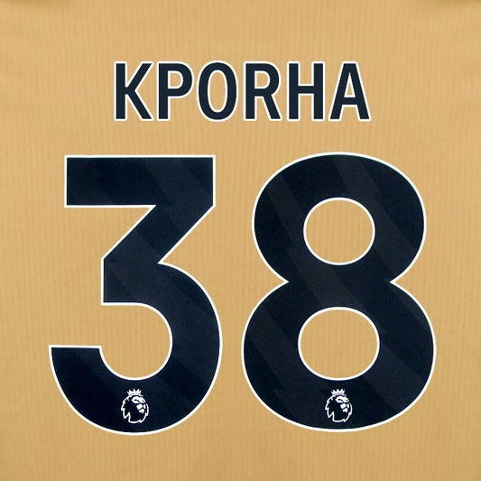2025 2026 OFFICIAL CRYSTAL PALACE KPORHA 38 BLACK 3RD PLAYER SIZE NAMESET