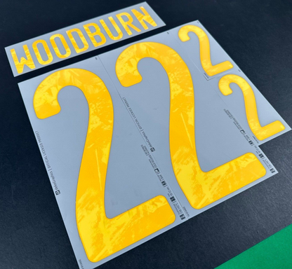 WALES 20-21 OFFICIAL SPORTING ID WOODBURN 22 HOME PLAYER SIZE NAMESET 265MM