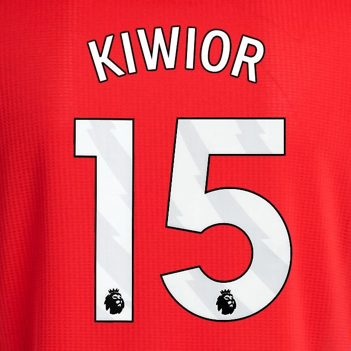 2024 2025 ARSENAL KIWIOR 15 WHITE HOME OFFICIAL PLAYER SIZE NAMESET