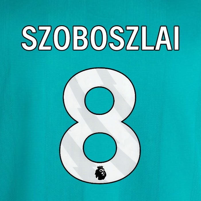 2025 2026 OFFICIAL LIVERPOOL SZOBOSZLAI 8 WHITE 3RD PLAYER SIZE NAMESET