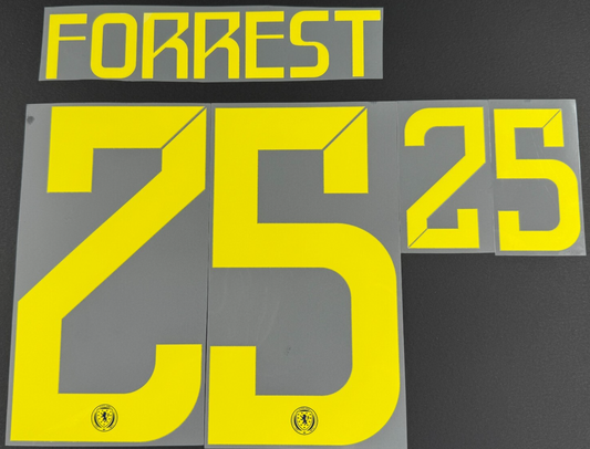 SCOTLAND 2024-2025 OFFICIAL SPORTING ID FORREST 25 HOME PLAYER SIZE NAME SET