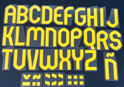 2024 2025 OFFICIAL AVERY DENNISON SPAIN HOME YELLOW PLAYER SIZE LETTERS