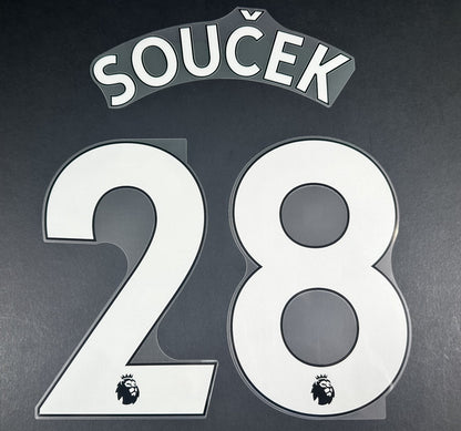 WEST HAM 2019-23 SOUCEK 28 OFFICIAL AVERY DENNISON WHITE PLAYER SIZE NAME SET
