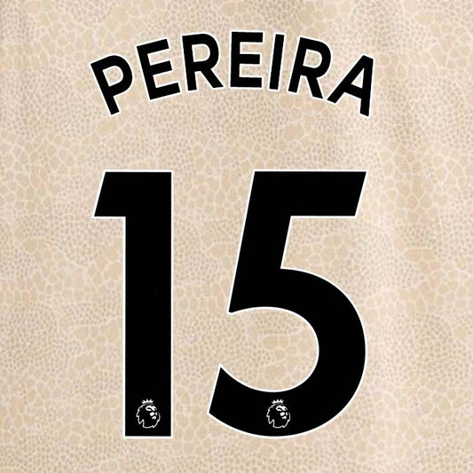 MAN UTD 2019-2023 PEREIIRA 15 OFFICIAL AVERY DENNISON BLACK PLAYER SIZE NAME SET