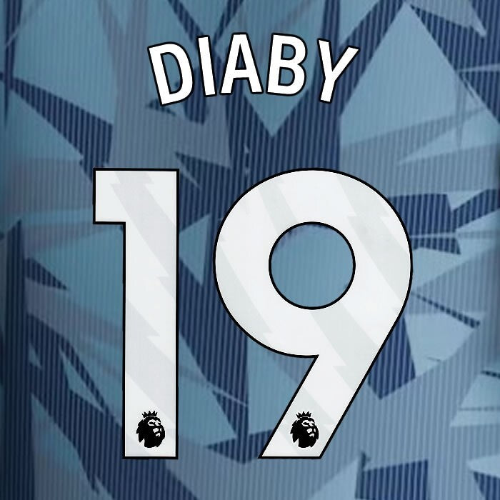 2023 2024 ASTON VILLA DIABY 19 OFFICIAL WHITE 3RD PLAYER SIZE NAMESET