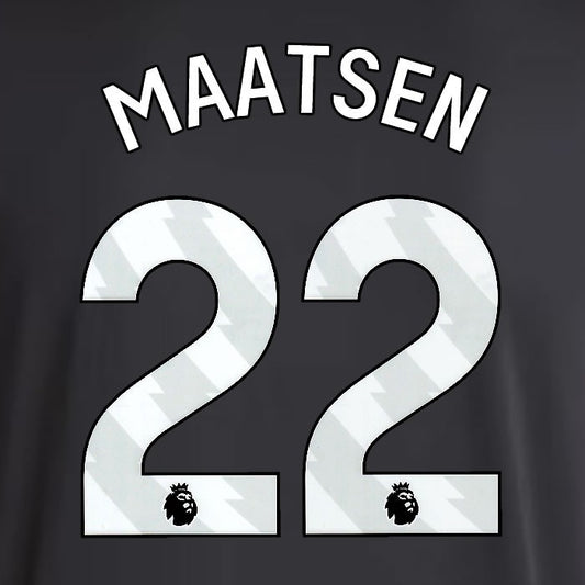 2025 2026 ASTON VILLA MAATSEN 22 OFFICIAL WHITE AWAY PLAYER SIZE NAMESET