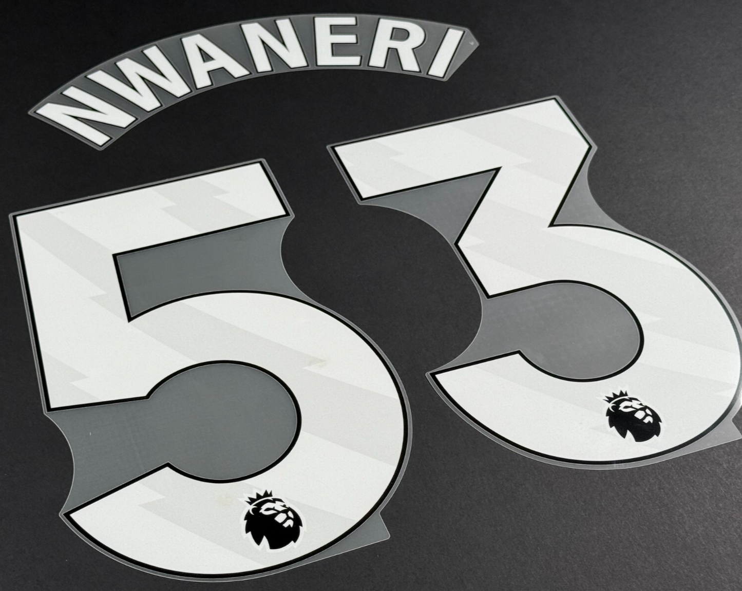 ARSENAL 2024/25 NWANERI 53 OFFICIAL AVERY DENNISON WHITE PLAYER SIZE NAME SET
