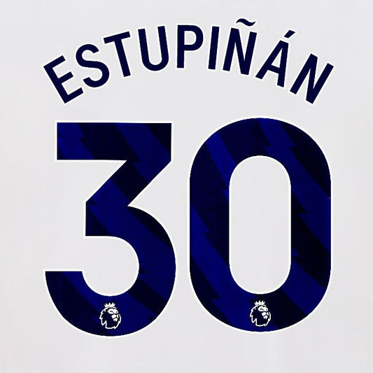 2024 2025 OFFICIAL BRIGHTON ESTUPINAN 30 HOME BLUE PLAYER SIZE NAMESET