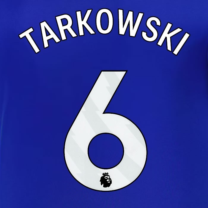 2024 2025 EVERTON TARKOWSKI 6 OFFICIAL WHITE HOME PLAYER SIZE NAMESET