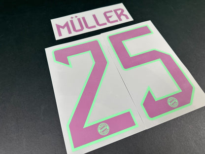 2023 2024 OFFICIAL BAYERN MUNICH MULLER 25 AWAY PURPLE PLAYER SIZE NAMESET