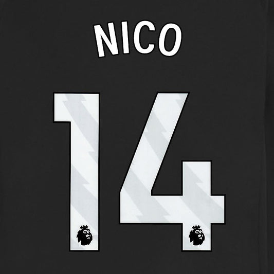 2025 2026 MANCHESTER CITY NICO 14 WHITE AWAY PLAYER SIZE NAME SET