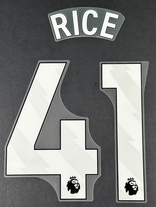 ARSENAL 2023/24 RICE 41 OFFICIAL AVERY DENNISON WHITE KIDS SIZE NAME SET