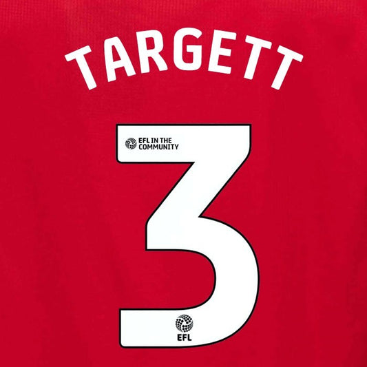 25 26 MIDDLESBROUGH TARGETT 3 OFFICIAL WHITE HOME PLAYER SIZE NAME SET 230MM