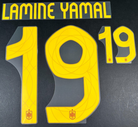 SPAIN 2024 2025 OFFICIAL AVERY DENNISON LAMINE YAMAL 19 HOME PLAYER SIZE NAMESET