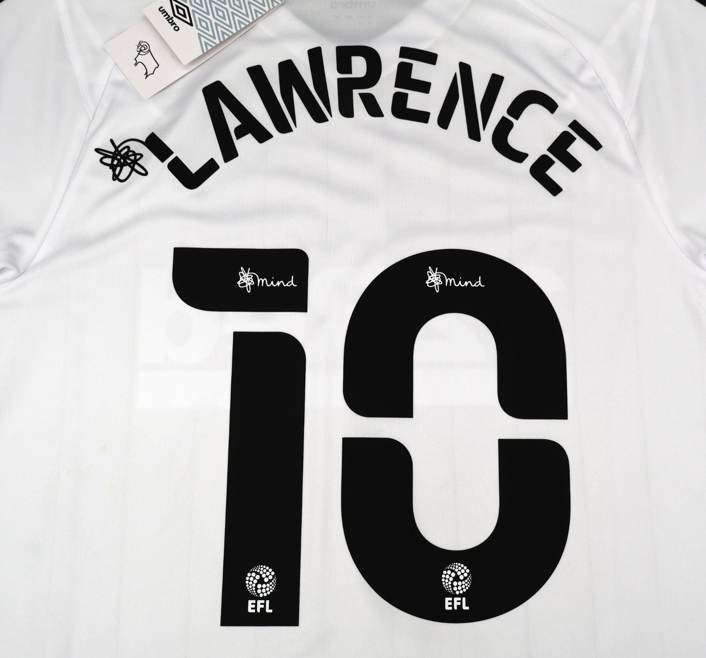 BNWT 2020 2021 DERBY HOME UMBRO FOOTBALL SHIRT LAWRENCE 10 MEN'S MEDIUM