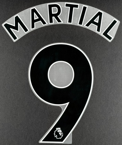 MAN UTD 2019/2023 MARTIAL 9 OFFICIAL AVERY DENNISON BLACK PLAYER SIZE NAME SET