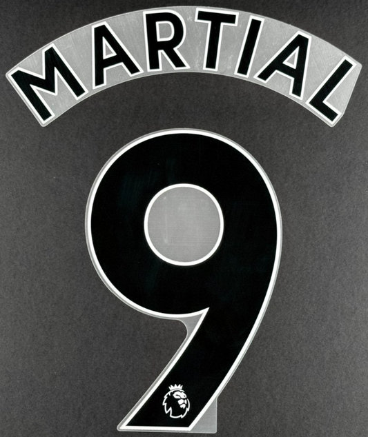 MAN UTD 2019/2023 MARTIAL 9 OFFICIAL AVERY DENNISON BLACK PLAYER SIZE NAME SET