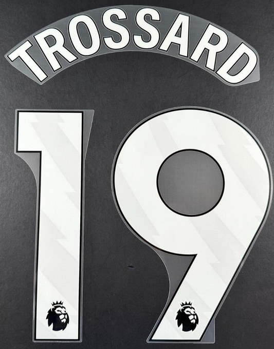 ARSENAL 2025 2026 TROSSARD 19 OFFICIAL AVERY DENNISON WHITE PLAYER SIZE NAMESET