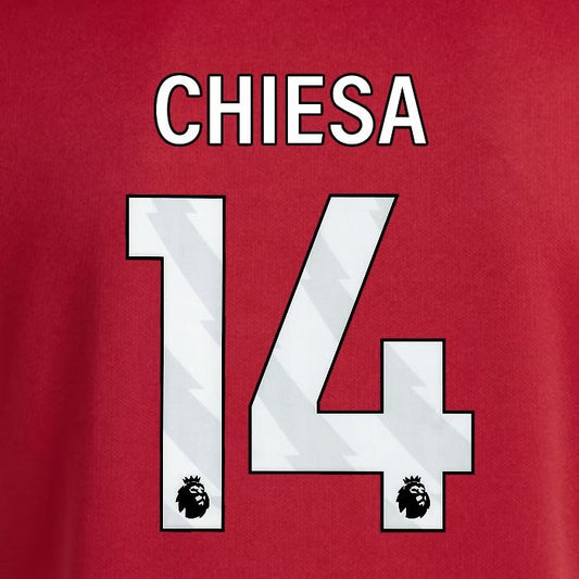 2025 2026 OFFICIAL LIVERPOOL CHIESA 14 WHITE HOME PLAYER SIZE NAMESET
