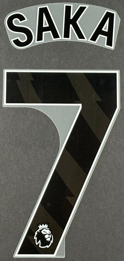 ARSENAL 25 - 26 SAKA 7 OFFICIAL AVERY DENNISON BLACK PLAYER SIZE NAME SET