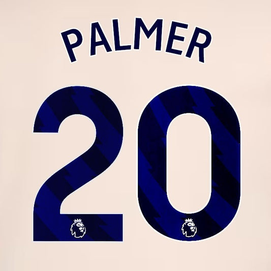 2024 2025 OFFICIAL CHELSEA PALMER 20 BLUE AWAY PLAYER SIZE NAMESET