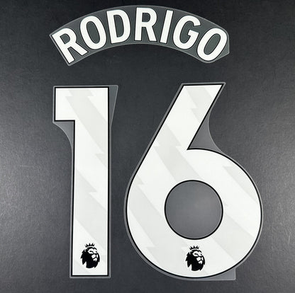 MAN CITY 2023/24 RODRIGO 16 OFFICIAL AVERY DENNISON WHITE PLAYER SIZE NAME SET