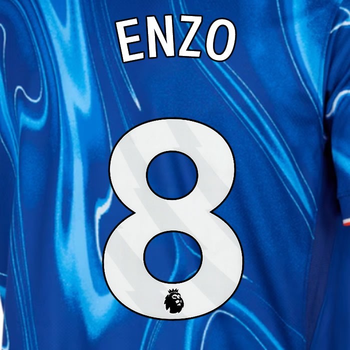 2024 2025 OFFICIAL CHELSEA ENZO 8 WHITE HOME PLAYER SIZE NAMESET