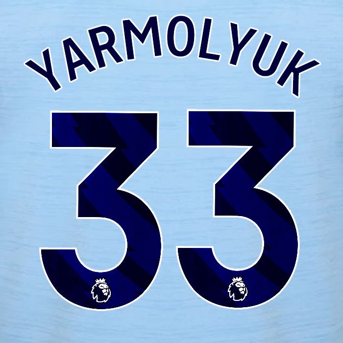 2023 2024 BRENTFORD YARMOLYUK 33 OFFICIAL BLUE AWAY PLAYER SIZE NAMESET