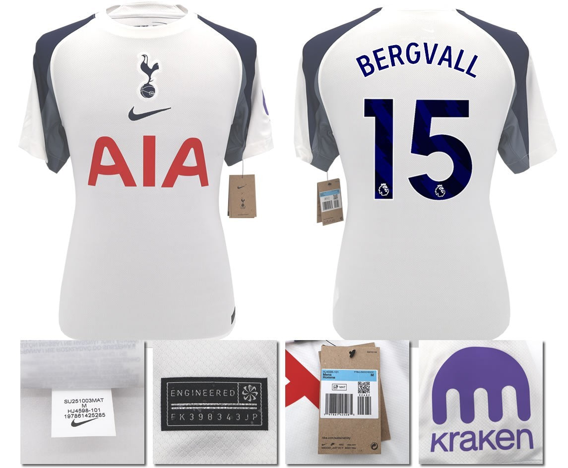 BNWT 2025 2026 TOTTENHAM NIKE HOME BERGVALL 15 FOOTBALL SHIRT MEN'S