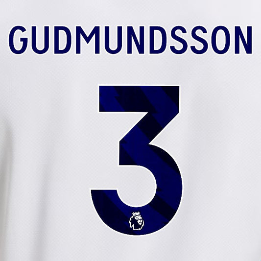 2025 2026 OFFICIAL LEEDS UNITED GUDMUNDSSON 3 BLUE HOME PLAYER SIZE NAMESET