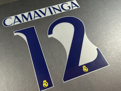 2023 2024 AVERY DENNISON REAL MADRID CAMAVINGA 12 HOME PLAYER SIZE NAMESET