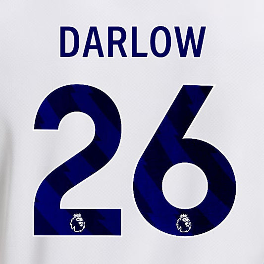 2025 2026 OFFICIAL LEEDS UNITED DARLOW 26 BLUE HOME PLAYER SIZE NAMESET