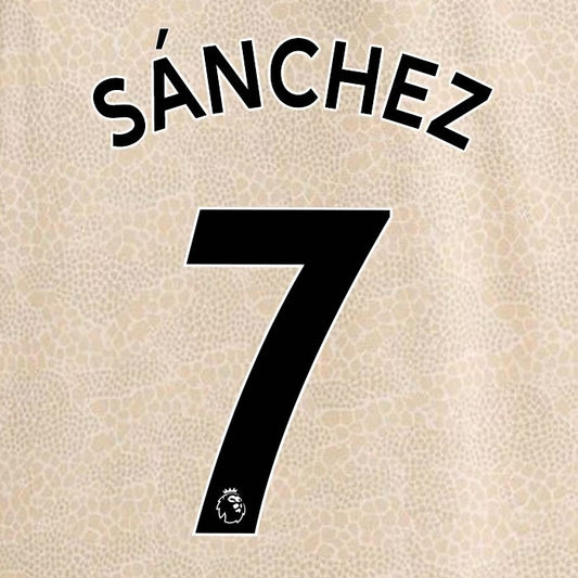 MAN UTD 2019-2023 SANCHEZ 7 OFFICIAL AVERY DENNISON BLACK PLAYER SIZE NAME SET