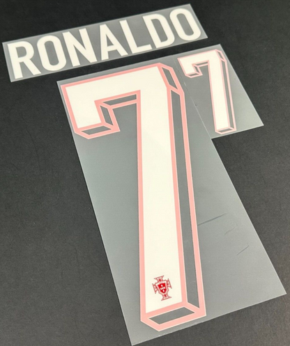 PORTUGAL 2023-2024 OFFICIAL SPORTING ID RONALDO 7 HOME PLAYER SIZE NAME SET
