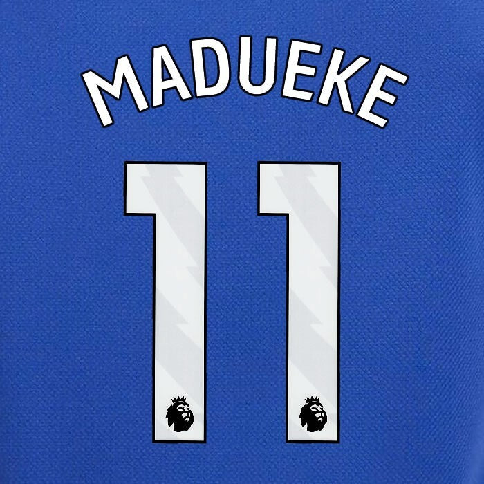 2023 2024 OFFICIAL CHELSEA MADUEKE 11 WHITE HOME PLAYER SIZE NAMESET
