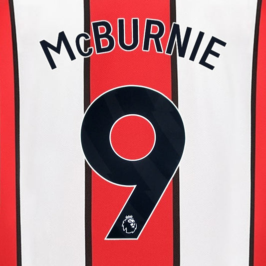 2023 2024 SHEFFIELD UNITED OFFICIAL McBURNIE 9 BLACK HOME PLAYER SIZE NAMESET