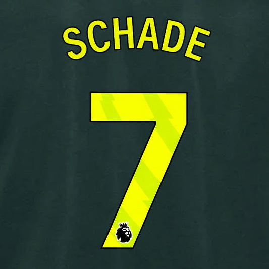 2024 2025 BRENTFORD SCHADE 7 OFFICIAL YELLOW 3RD PLAYER SIZE NAMESET