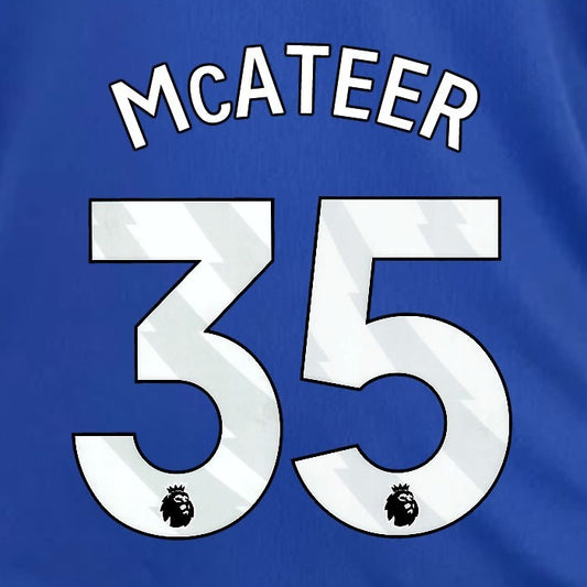 2024 2025 OFFICIAL LEICESTER CITY McATEER 35 WHITE HOME PLAYER SIZE NAME SET