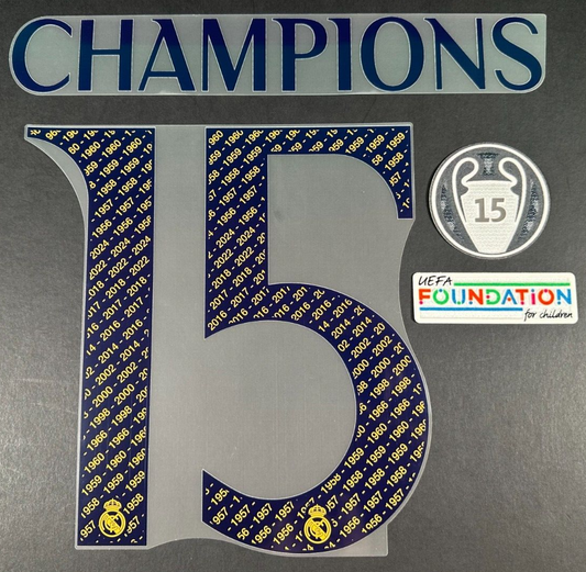 2024 AVERY DENNISON REAL MADRID CHAMPIONS 15 + x 15 SLEEVE PATCH + FOUNDATION