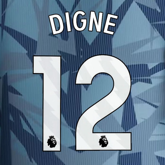 2023 2024 ASTON VILLA DIGNE 12 OFFICIAL WHITE 3RD PLAYER SIZE NAMESET