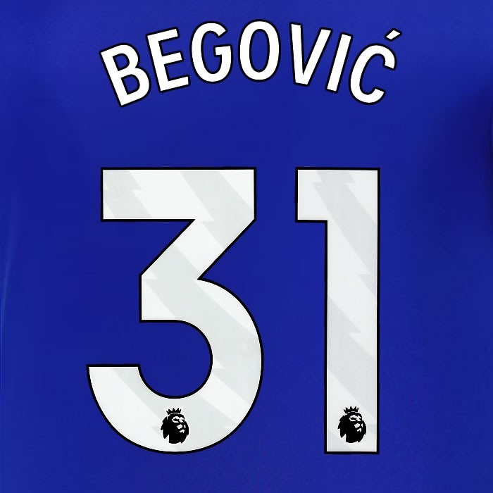 2024 2025 EVERTON BEGOVIC 31 OFFICIAL WHITE HOME PLAYER SIZE NAMESET
