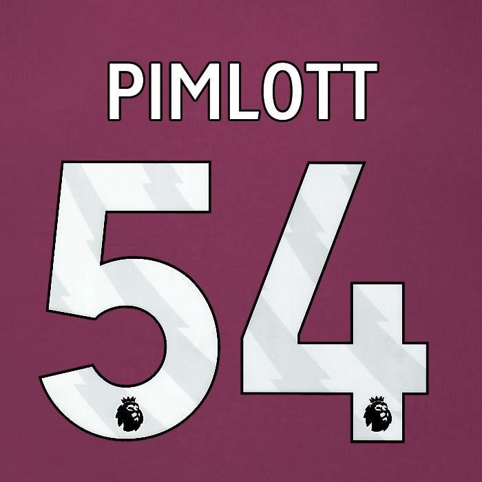 2025 2026 BURNLEY PIMLOTT 54 OFFICIAL WHITE HOME PLAYER SIZE NAMESET