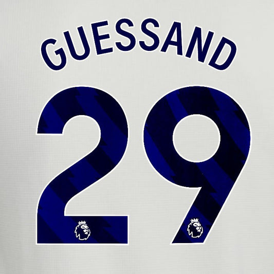 2025 2026 ASTON VILLA GUESSAND 29 OFFICIAL BLUE 3RD PLAYER SIZE NAMESET