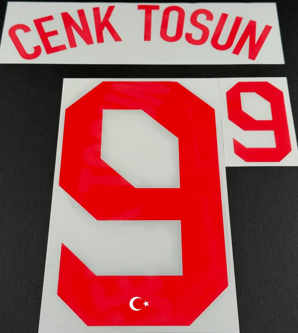 TURKEY 2020-2021 OFFICIAL CENK TOSUN 9 AWAY RED PLAYER SIZE NAME SET