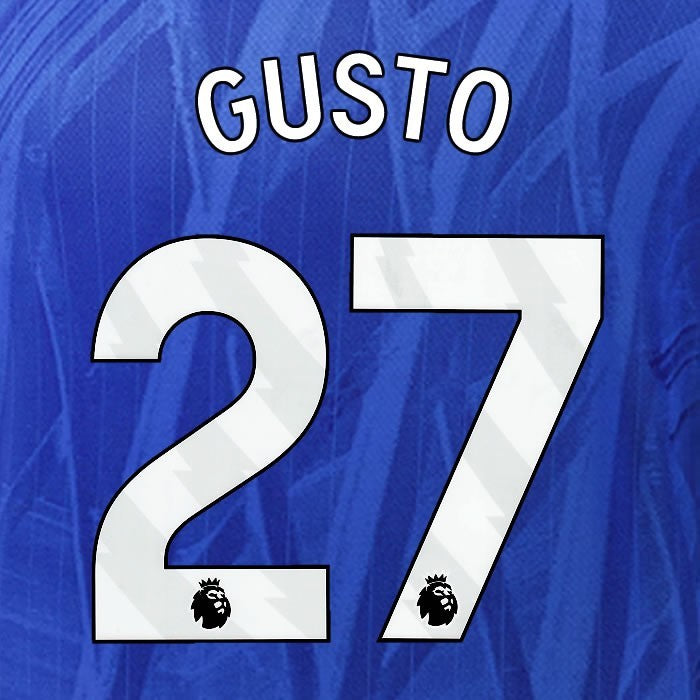 2025 2026 OFFICIAL CHELSEA GUSTO 27 WHITE HOME PLAYER SIZE NAMESET