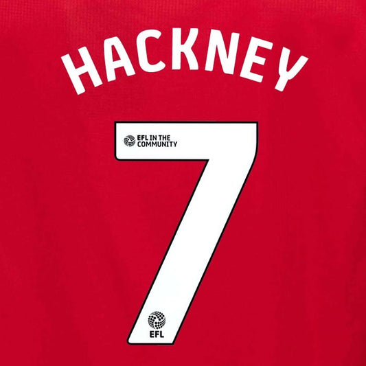 25 26 MIDDLESBROUGH HACKNEY 7 OFFICIAL WHITE HOME PLAYER SIZE NAME SET 230MM